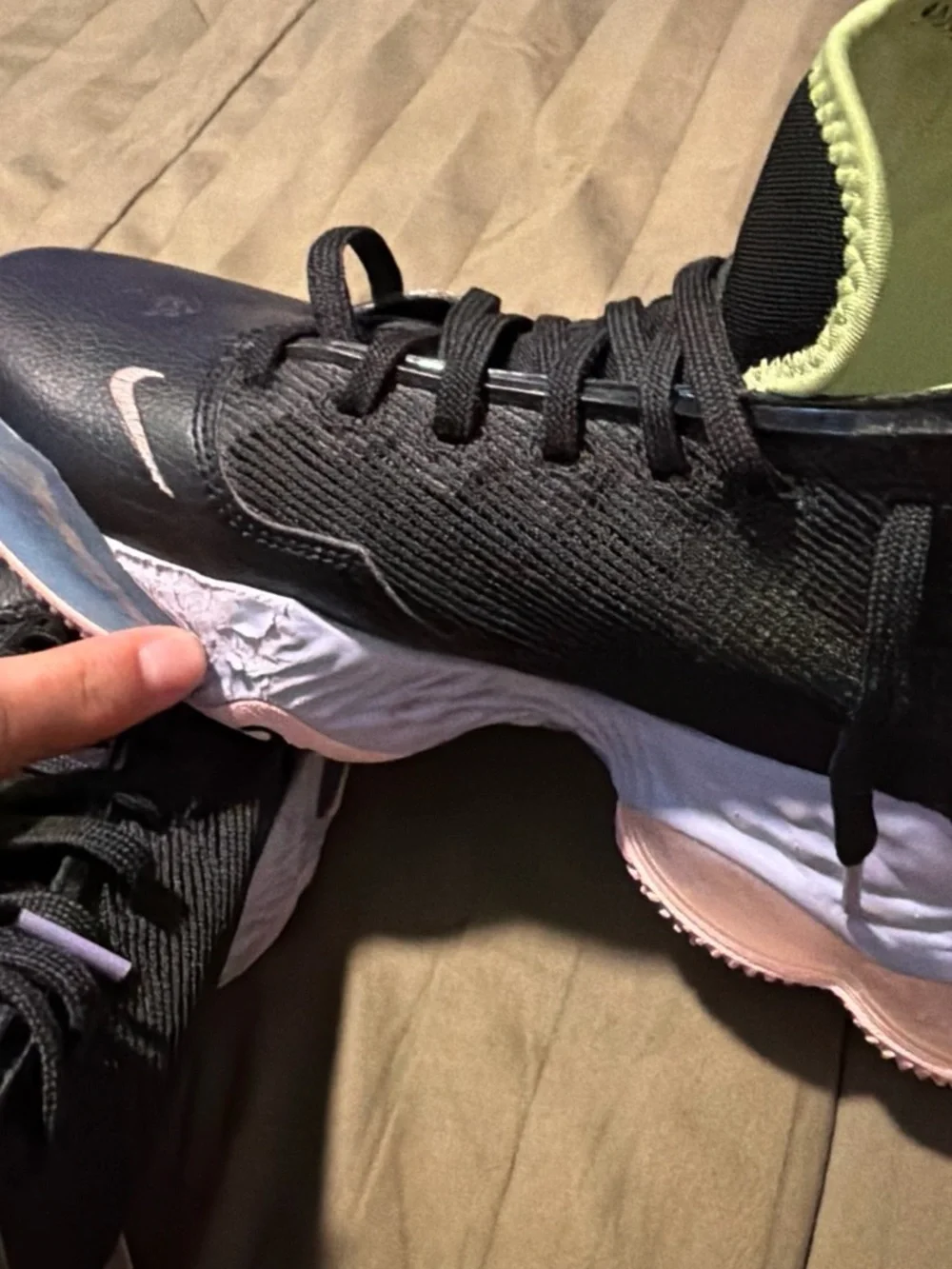 Nike Black Sneakers with Lime Green and Light Blue Accents